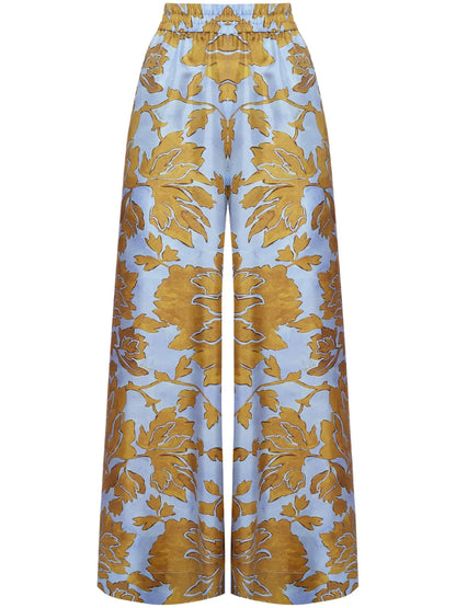 Floral-Print Silk Palazzo Pants
