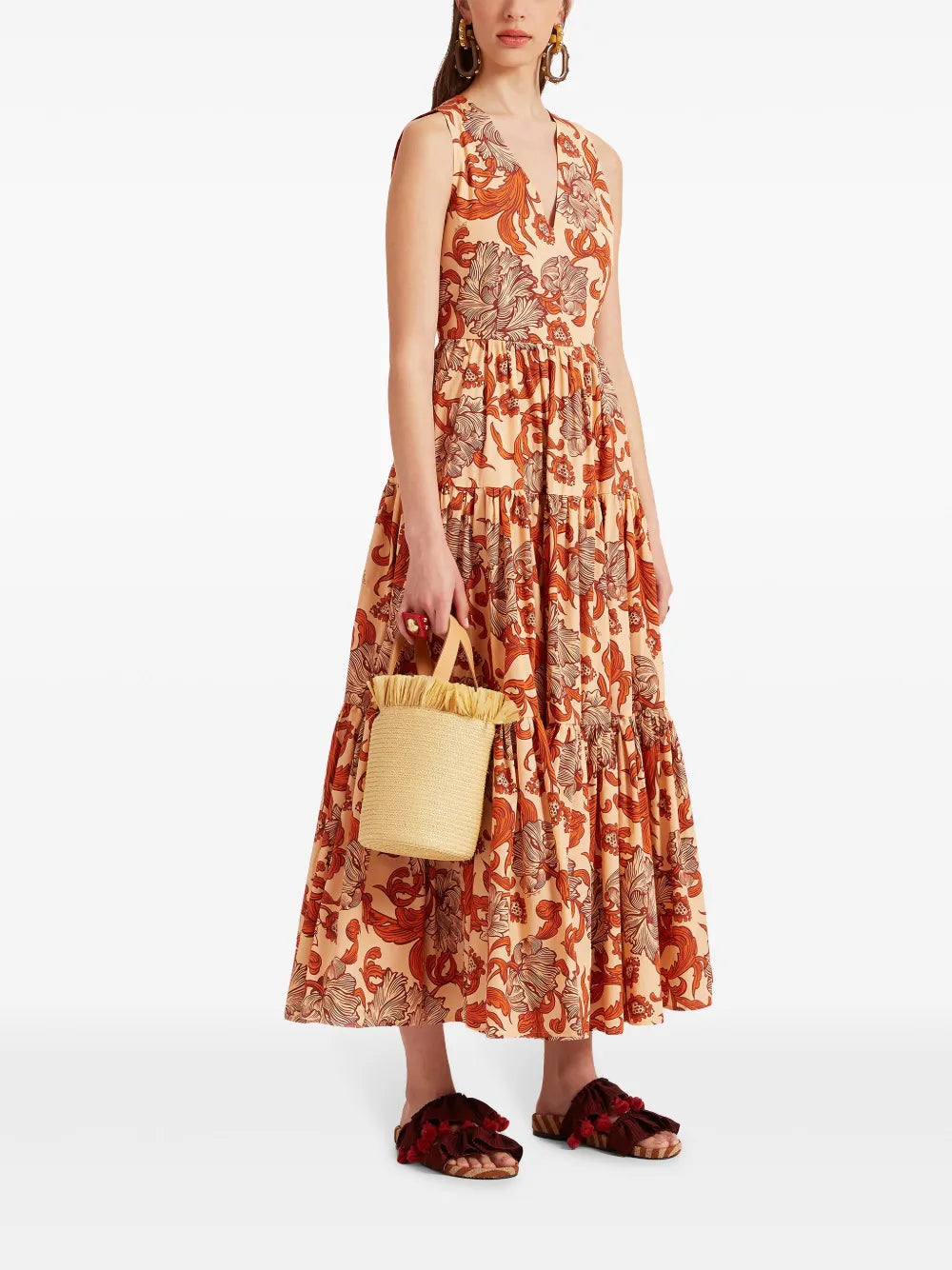 Big Botanical-Print Poplin Dress