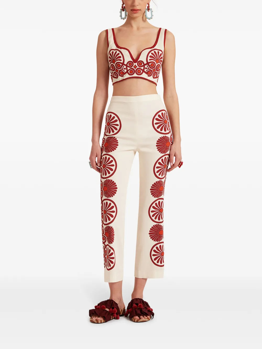 Medallion-Print Cropped Trousers