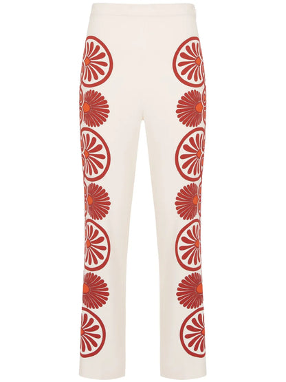 Medallion-Print Cropped Trousers