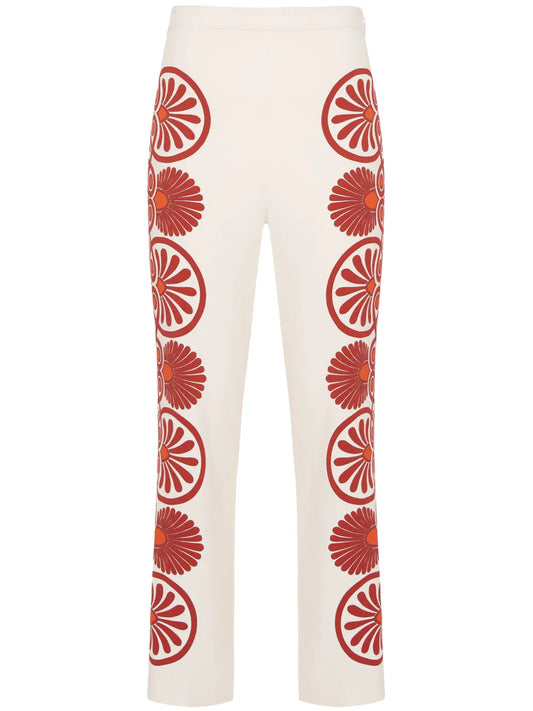 Medallion-Print Cropped Trousers