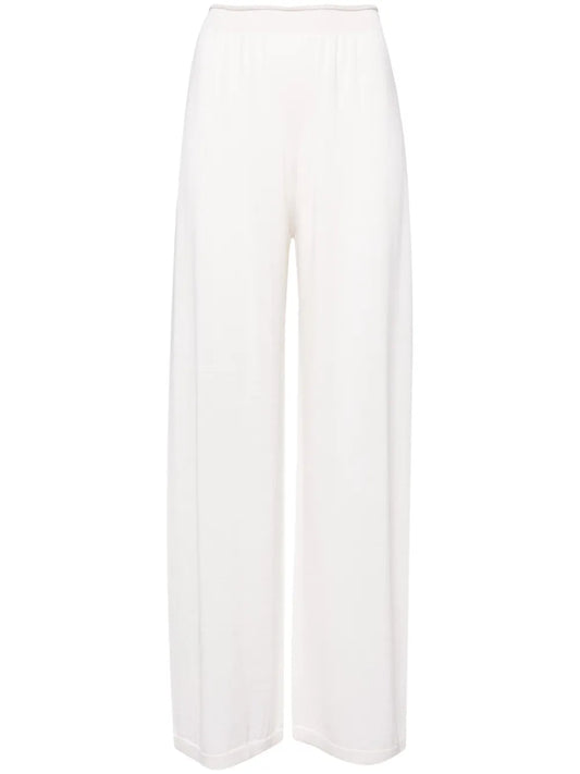 Elasticated-Waist Straight-Leg Trousers