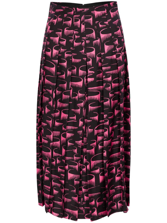 The Leslie Abstract-Print Midi Skirt