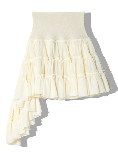 Ruffled Asymmetric Miniskirt