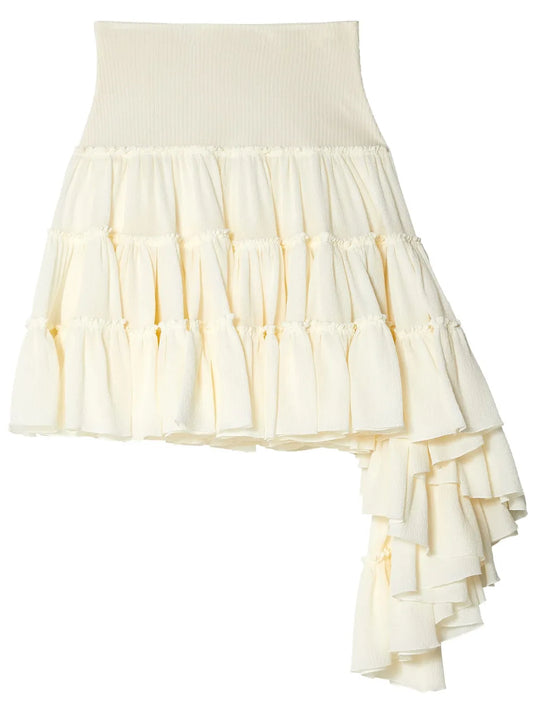 Ruffled Asymmetric Miniskirt