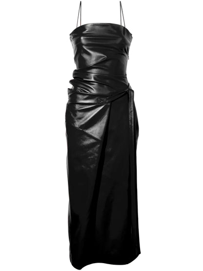 Delancy Leather Midi Dress
