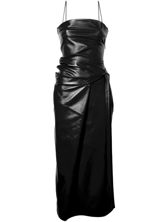 Delancy Leather Midi Dress