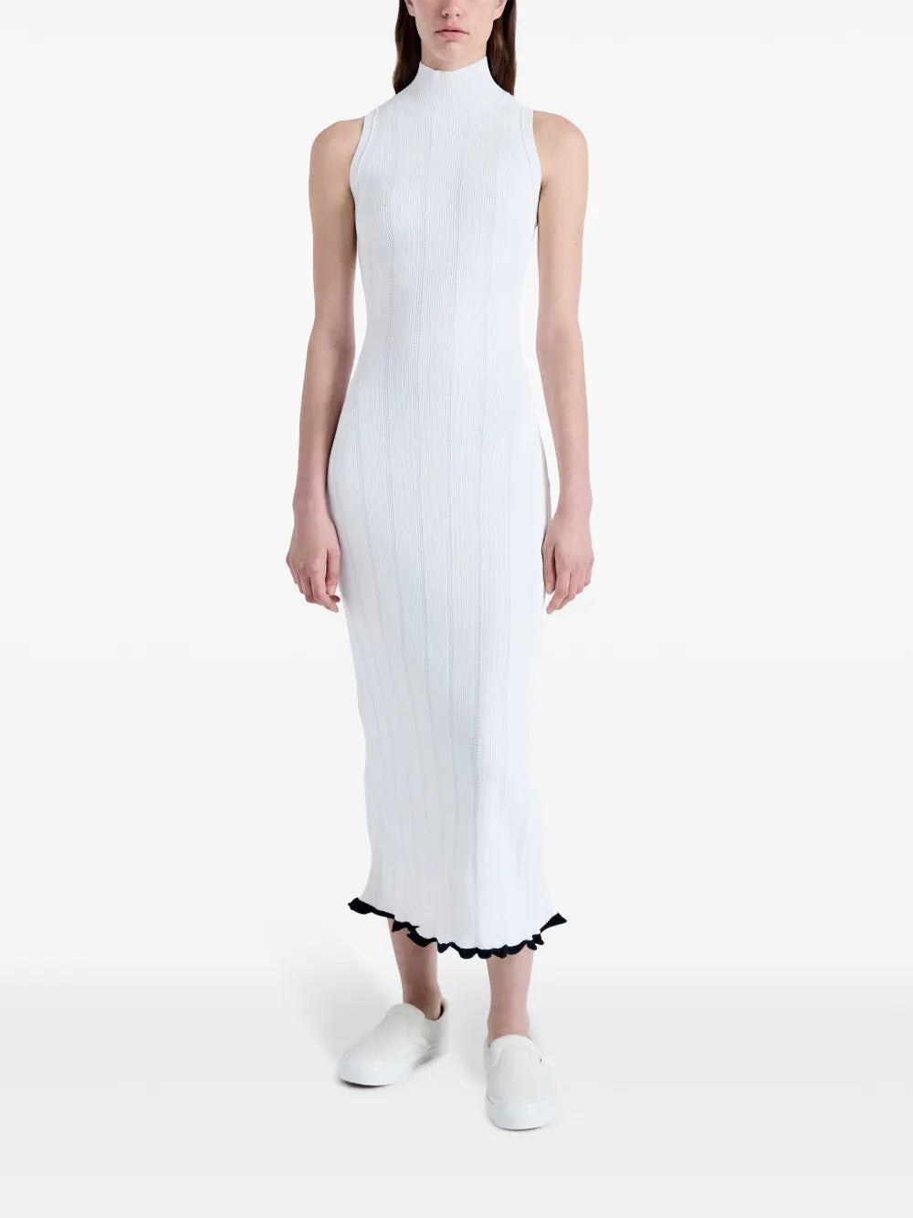 Pointelle-Knit High-Neck Dress