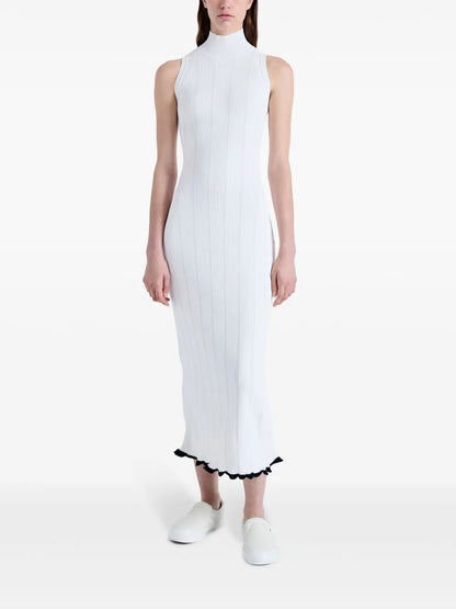 Pointelle-Knit High-Neck Dress