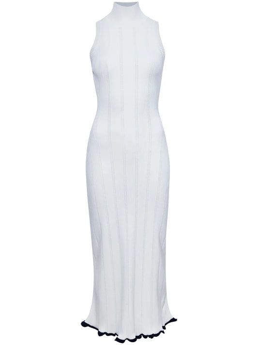 Pointelle-Knit High-Neck Dress