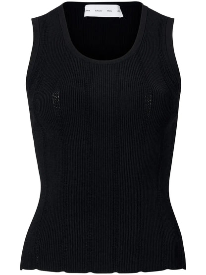 Perry Compact Pointelle Rib Knitted Top