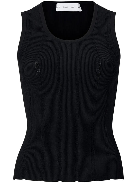 Perry Compact Pointelle Rib Knitted Top