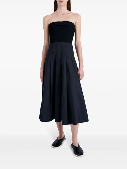 Strapless Cotton Midi Dress