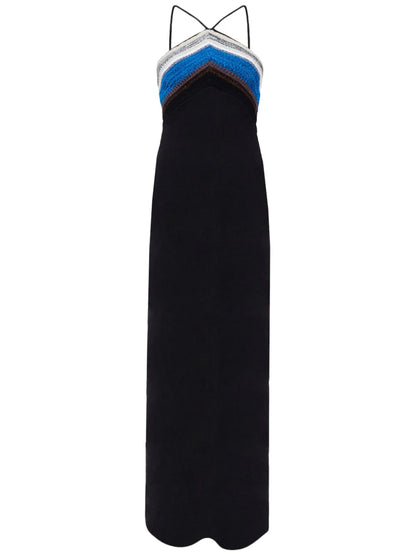 Naomi Crochet-Stripe-Knit Maxi Dress