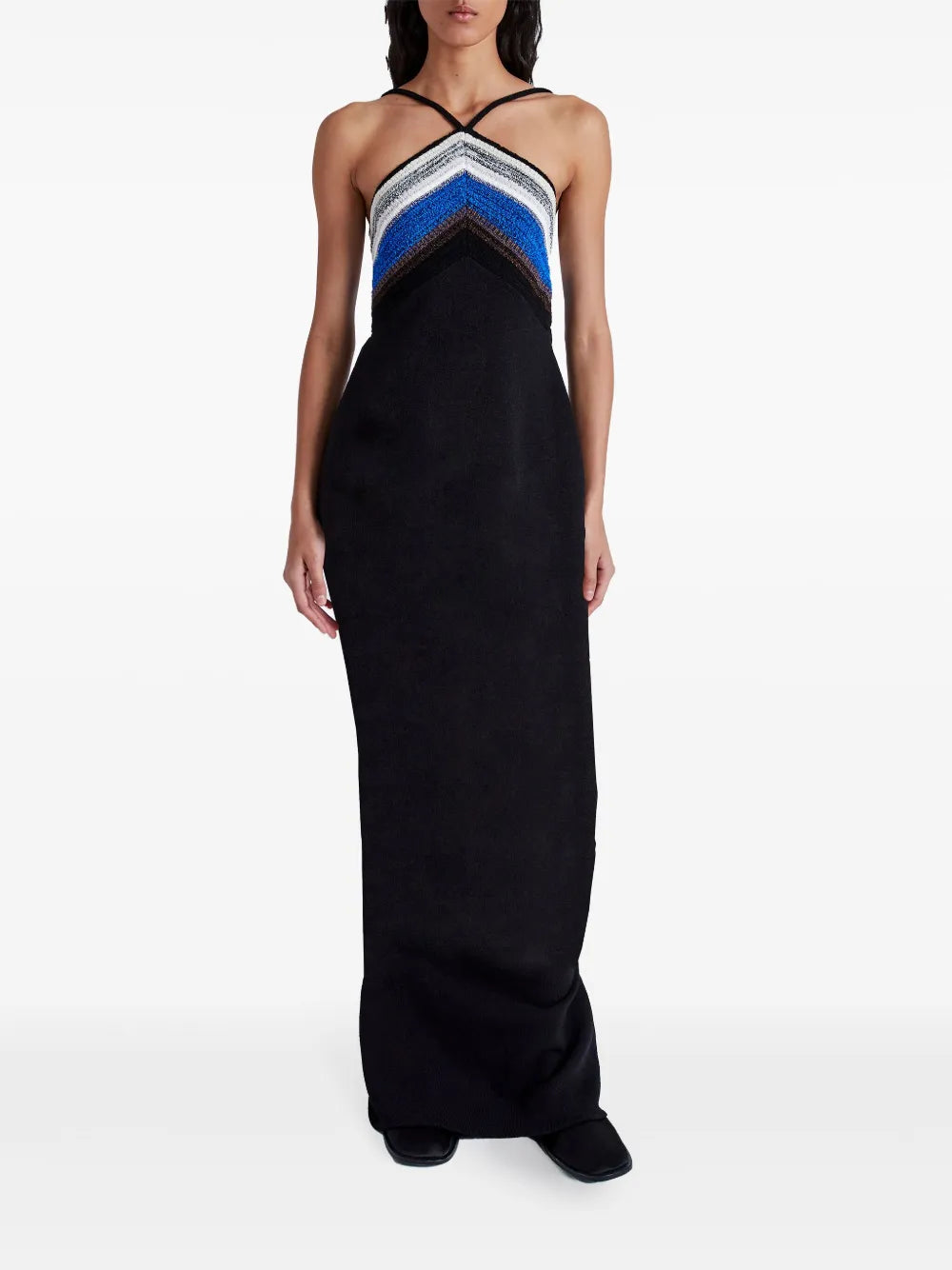 Naomi Crochet-Stripe-Knit Maxi Dress