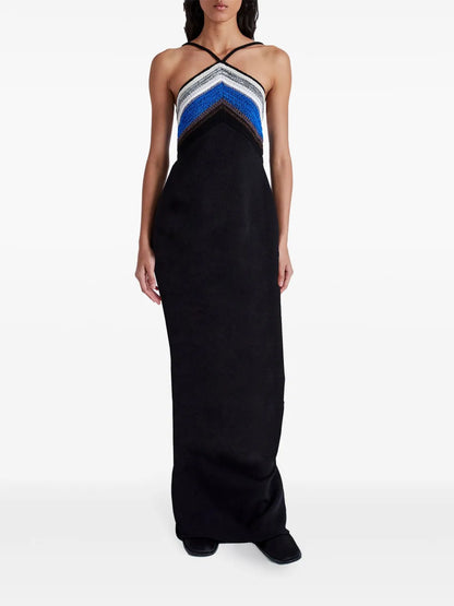 Naomi Crochet-Stripe-Knit Maxi Dress