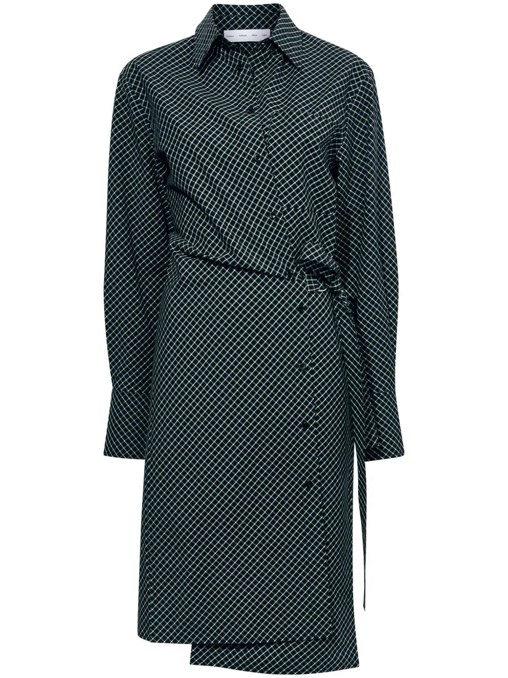 Check-Print Poplin Wrap Dress