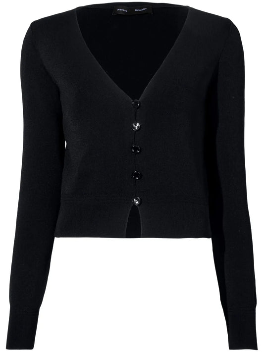 Fine-Knit V-Neck Cardigan