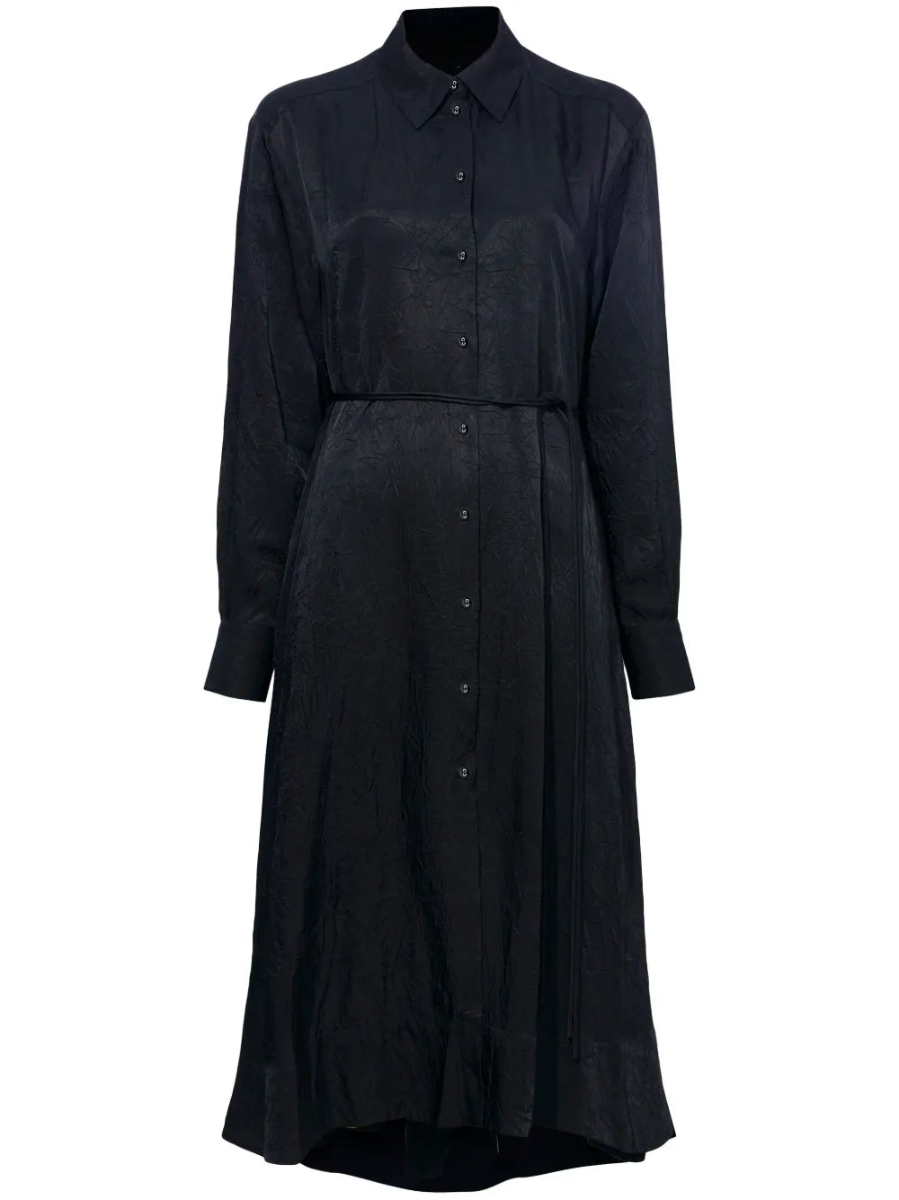 Crease-Effect Long-Sleeve Shirt Dress