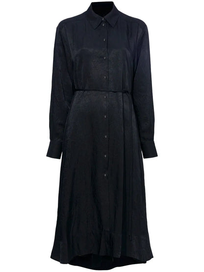 Crease-Effect Long-Sleeve Shirt Dress