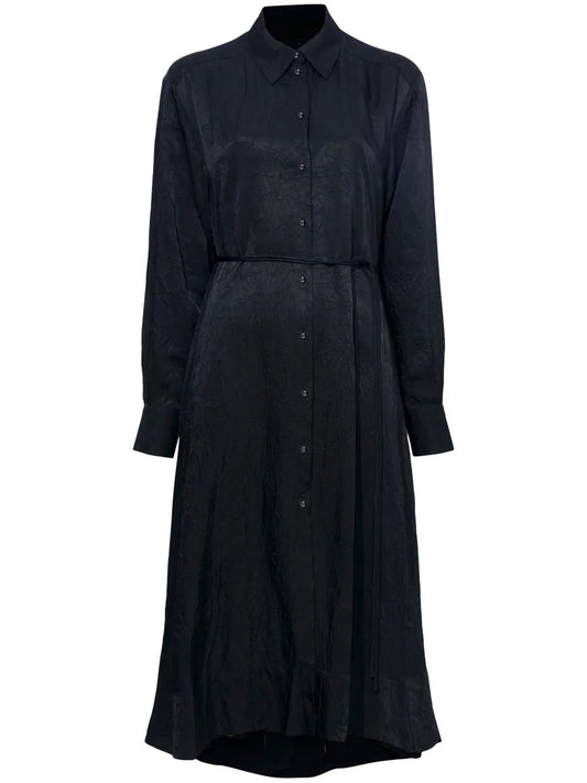 Crease-Effect Long-Sleeve Shirt Dress