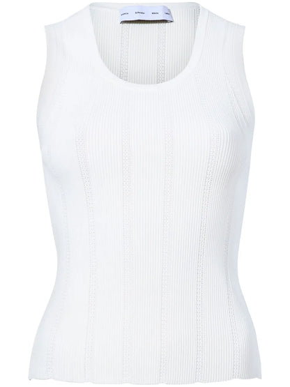 Perry Compact Pointelle Rib Knitted Top