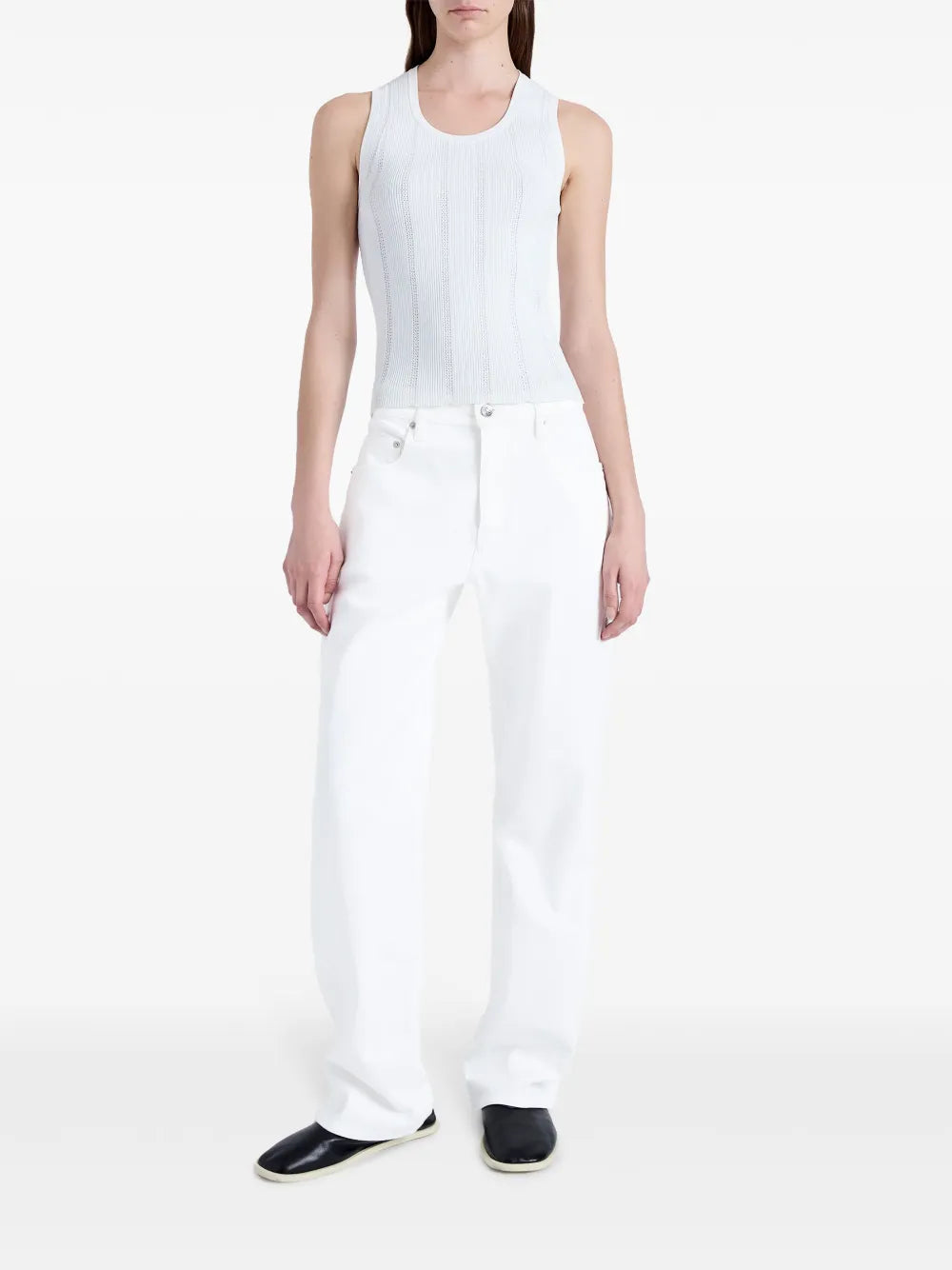 Perry Compact Pointelle Rib Knitted Top