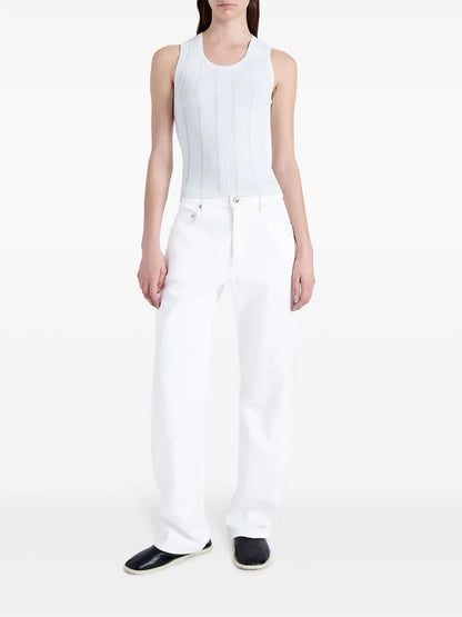 Perry Compact Pointelle Rib Knitted Top