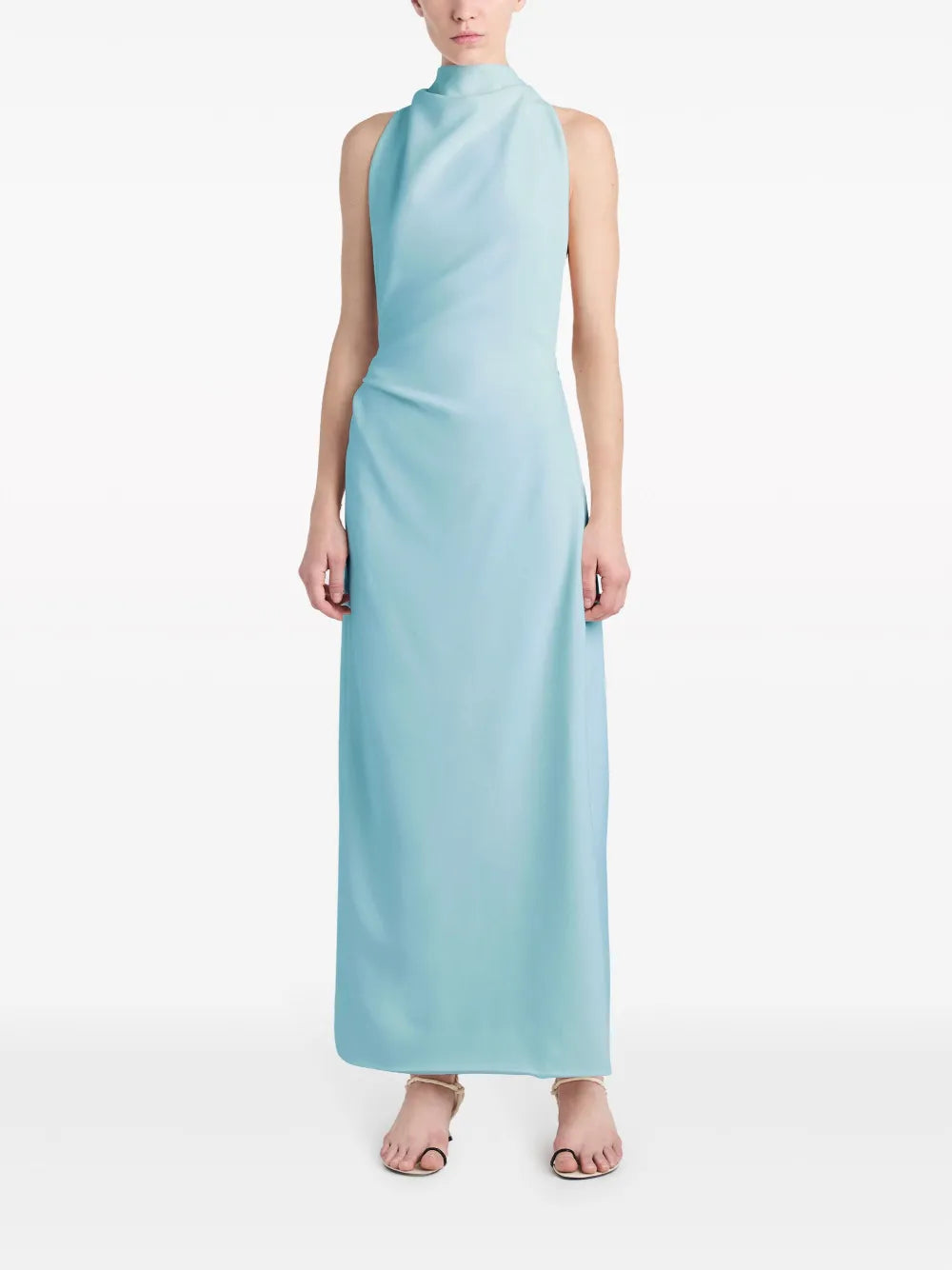 Selena High-Neck Ruched Midi Dress