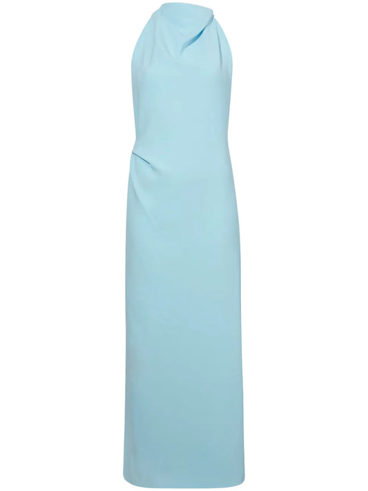 Selena High-Neck Ruched Midi Dress