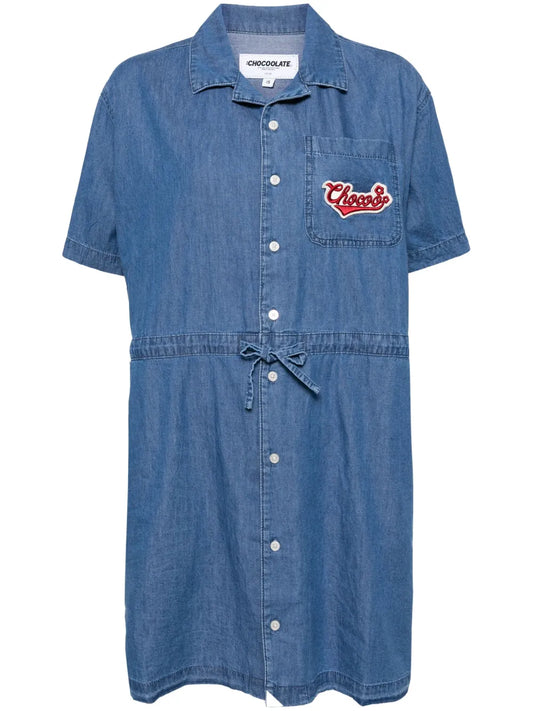 Logo-Appliqué Denim Shirtdress