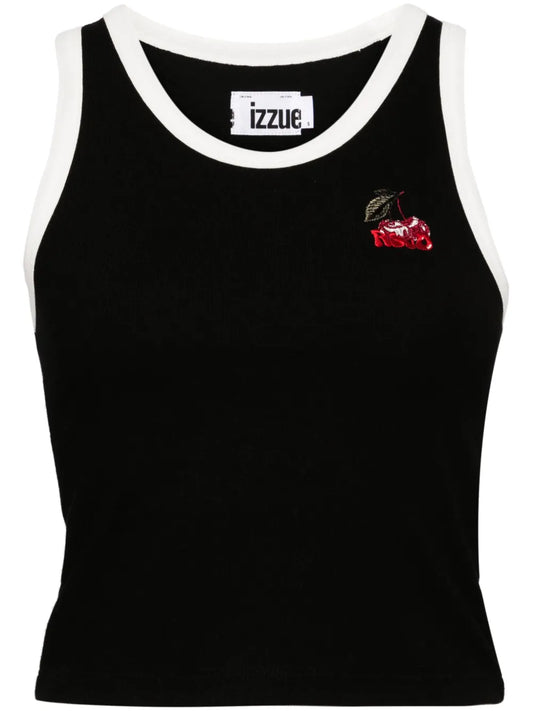 Logo-Embroidered Contrasting-Trim Tank Top