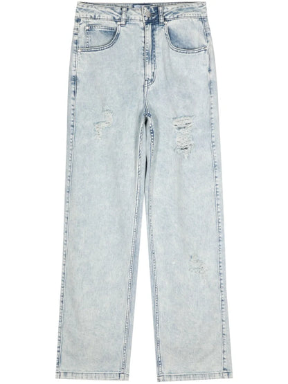 Straigh-Leg Ripped Jeans