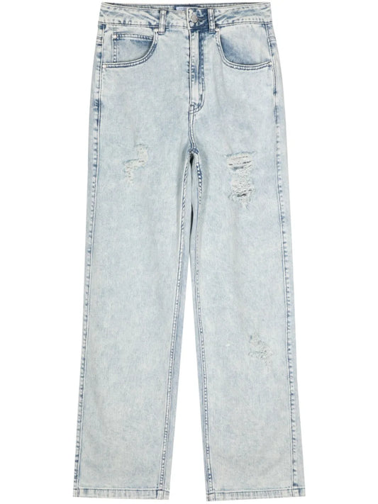 Straigh-Leg Ripped Jeans