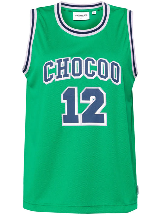 Logo-Print Contrasting-Trim Tank Top