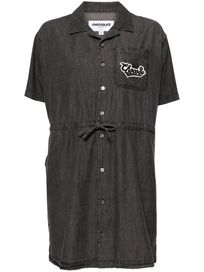 Logo-Appliqué Denim Shirtdress