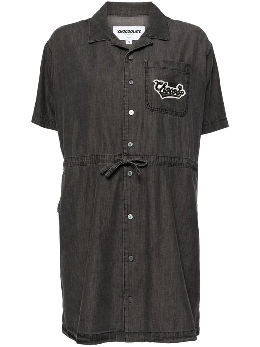 Logo-Appliqué Denim Shirtdress