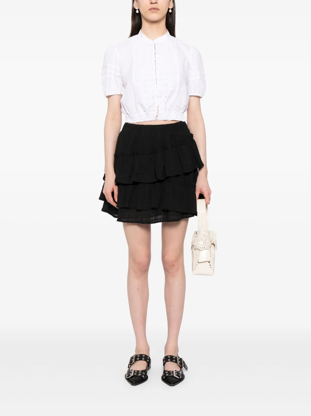 Ruffled Cotton-Blend Miniskirt