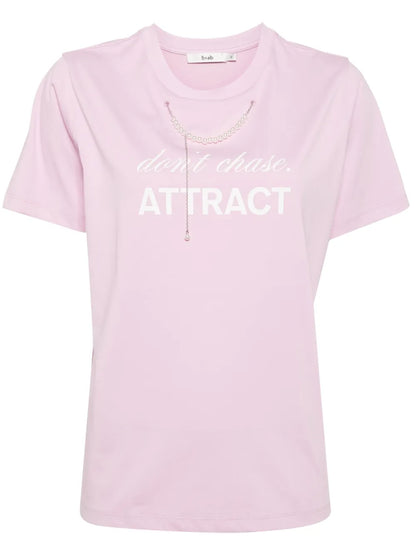 Faux-Pearl 3D-Detail T-Shirt