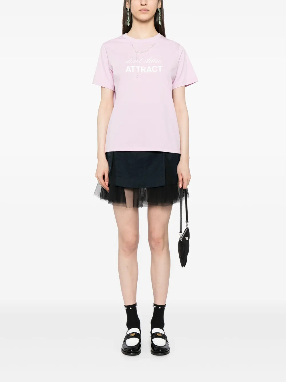 Faux-Pearl 3D-Detail T-Shirt