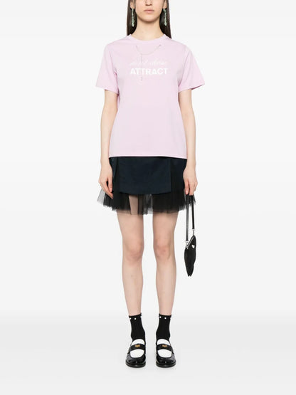 Faux-Pearl 3D-Detail T-Shirt