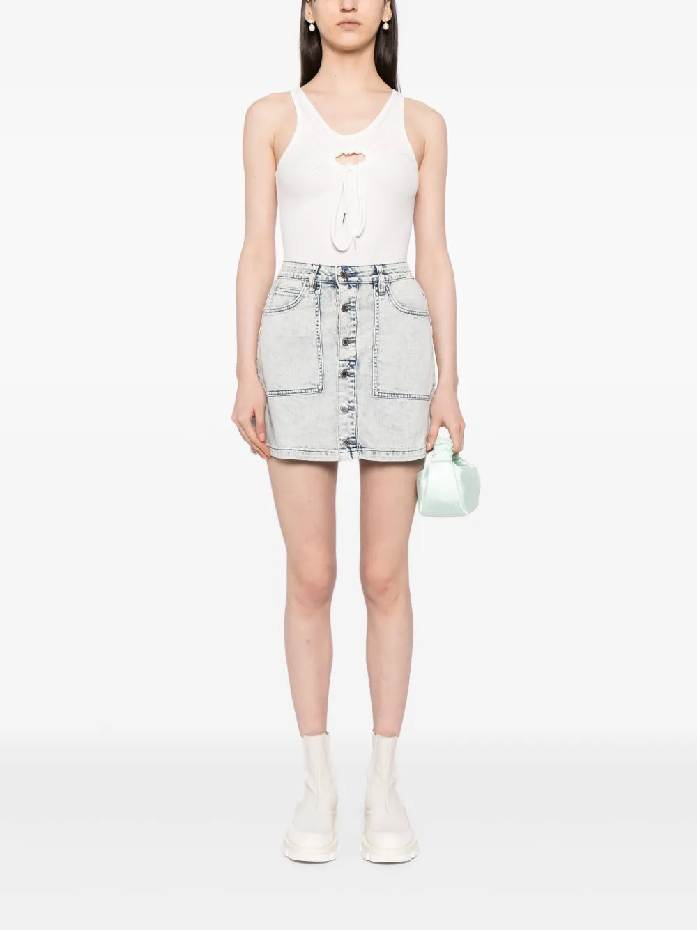 Washed Denim Miniskirt