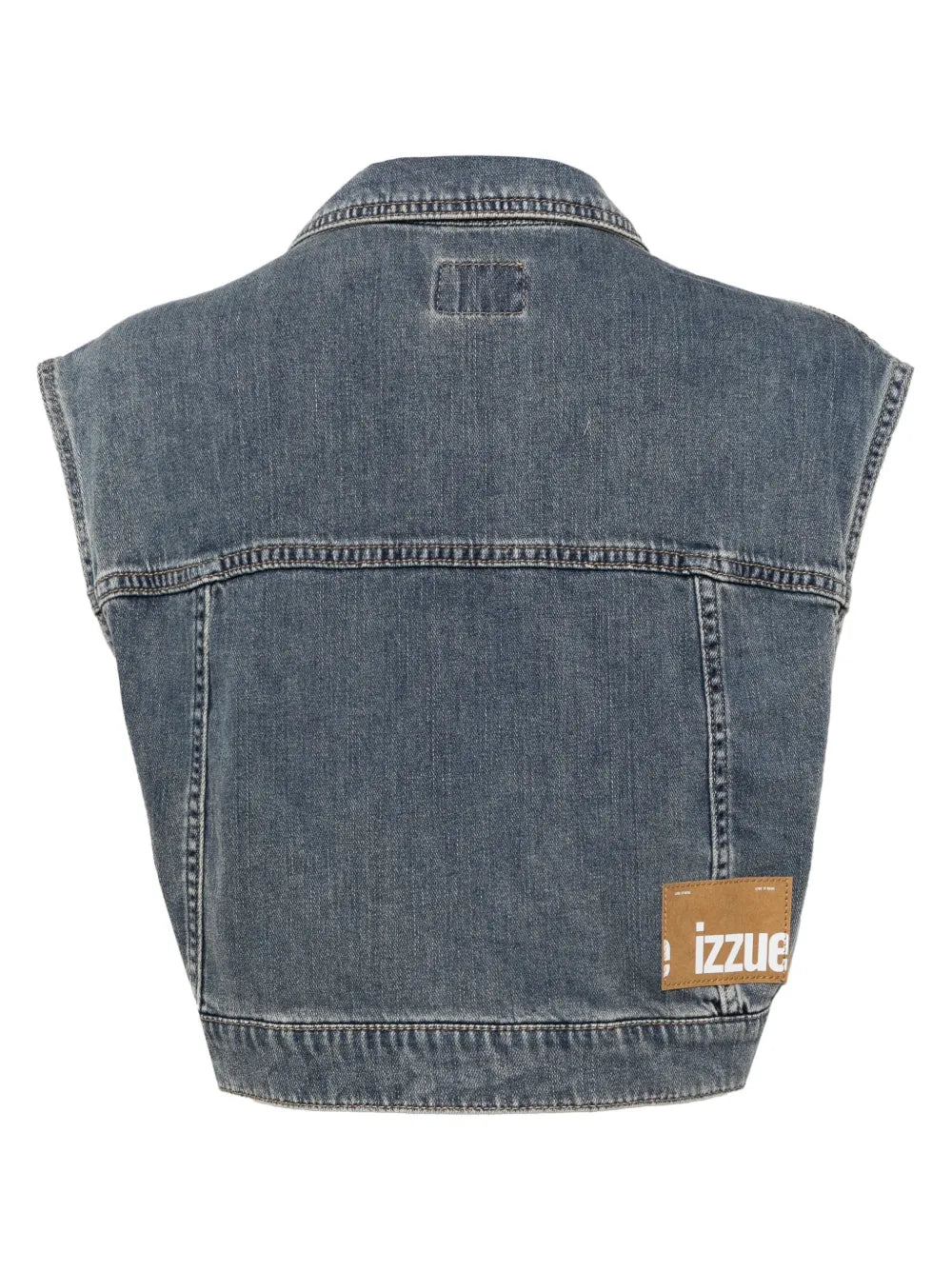 Logo-Embroidered Cropped Denim Vest