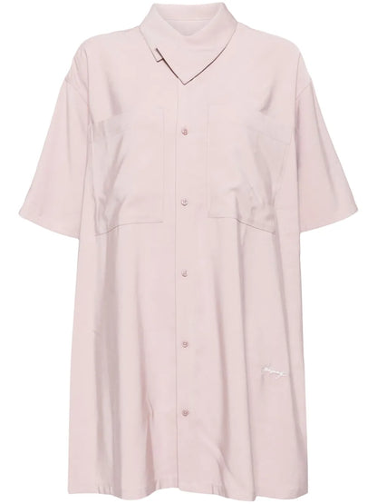 Embroidered-Logo Pleated Dress