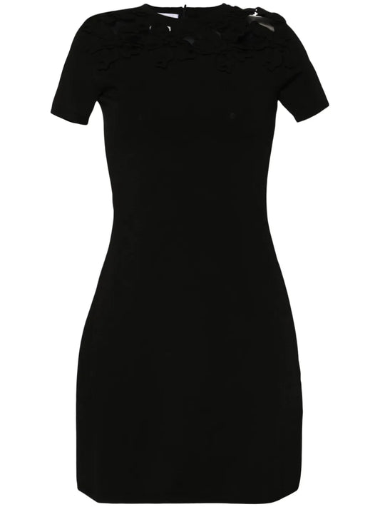 Floral-Appliqué Cotton Mini Dress