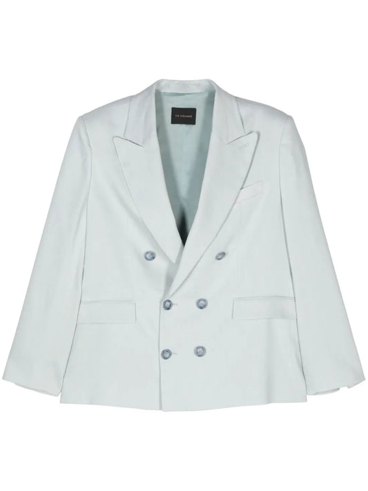 Linen-Blend Double-Breasted Blazer