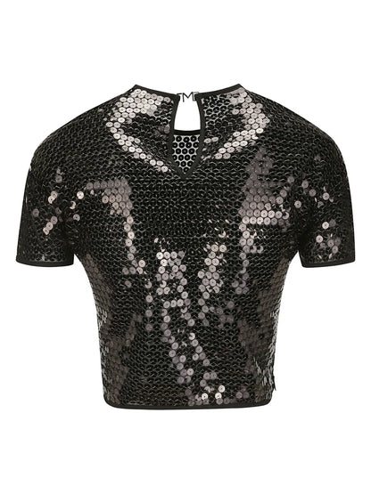 Short-Sleeved Sequinned Blouse