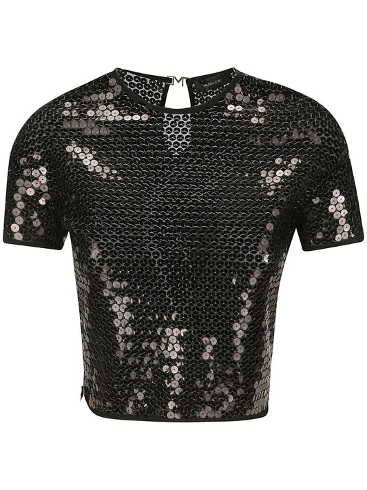 Short-Sleeved Sequinned Blouse