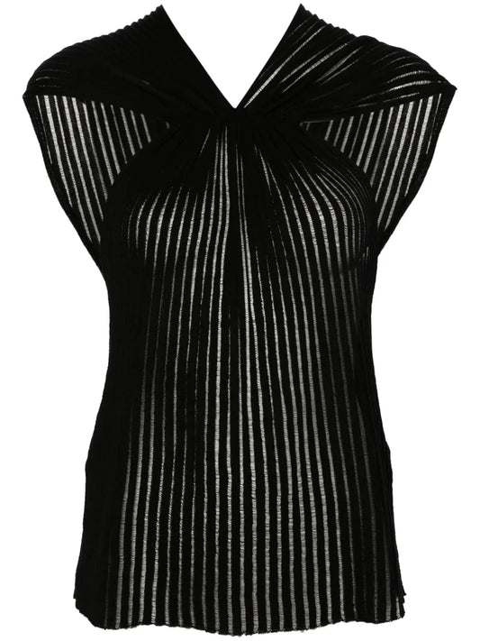 Criss-Cross Ribbed Blouse