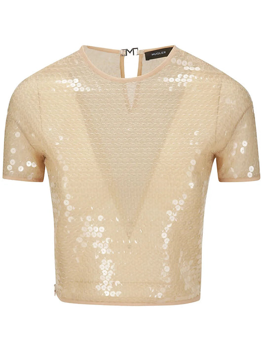 Short-Sleeved Sequinned Blouse